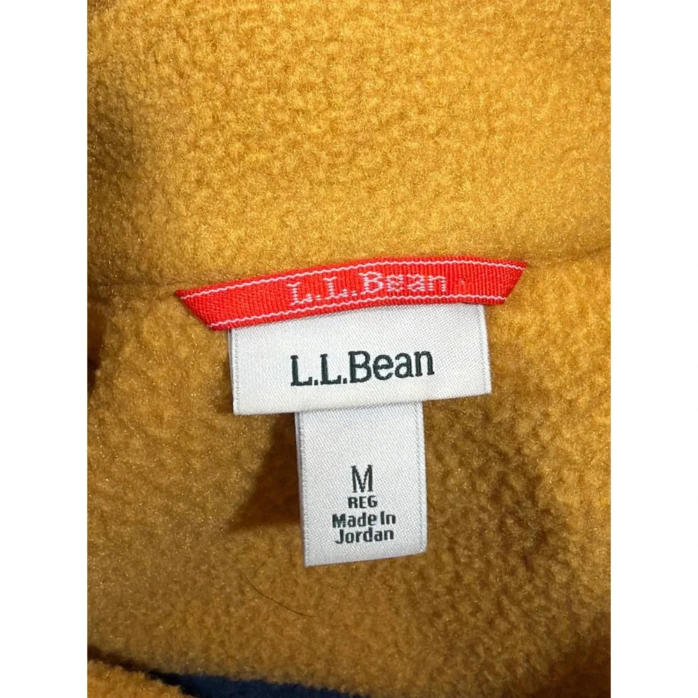 LL Bean Fleece Jacket Mens Medium Yellow Navy Red Full Zip Outdoor Gear M Casual